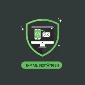 Das WilderBet Casino-Logo erscheint über einem Schild mit einem Computer- und E-Mail-Symbol und fordert dich auf, deine E-Mail-Adresse zur Kontosicherheit zu bestätigen.