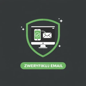 Logo kasyna WilderBet pojawia się nad tarczą z komputerem i symbolem e-mail, zachęcając do potwierdzenia adresu e-mail w celu zwiększenia bezpieczeństwa konta.